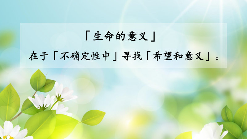 「生命的意义」在于「不确定性中」寻找「希望和意义」-审核版